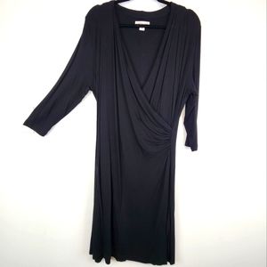 Black midi dress size 12 criss-cross on top  midi sleeves by Coldwater Creek